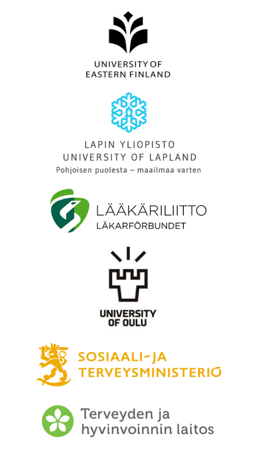 Rahoittajien logot. Rahoittajat listattu tekstinä keskipalstassa. 