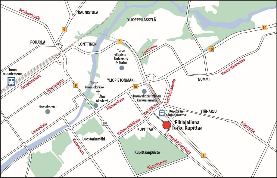 Kartta: Pihlajalinna Kupittaa, Turku