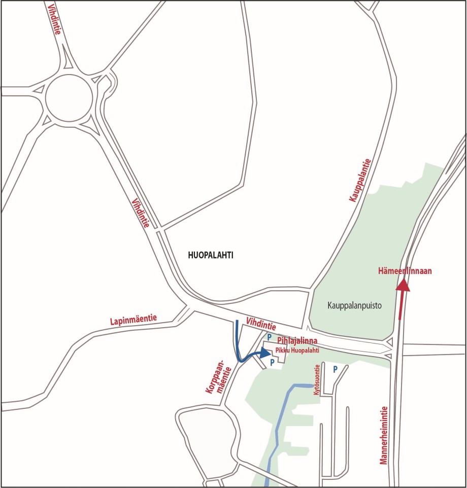Kartta: Pihlajalinna Pikku Huopalahden sijainti