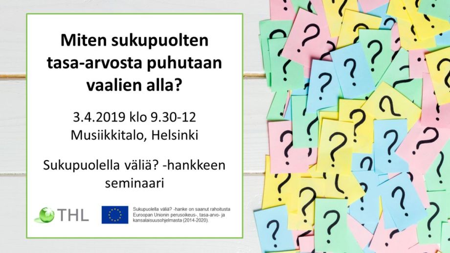 Sukupuolella väliä? -hankkeen aloitusseminaarin tunnuskuva.