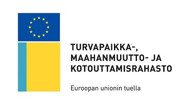 Turvapaikka-, maahanmuutto- ja kotouttamisrahasto (AMIF) logo.