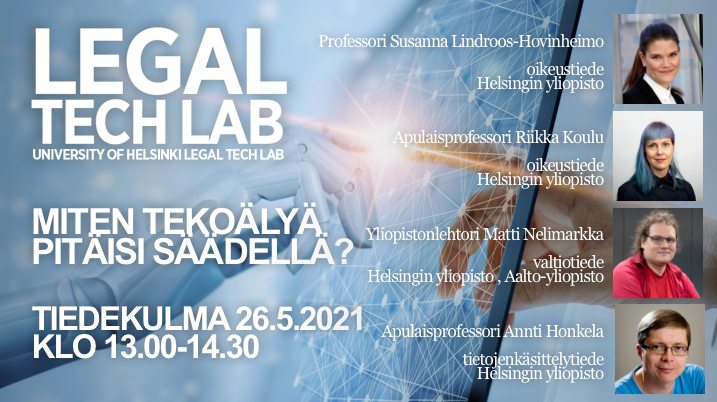 Legal tech lab, Miten tekoälyä pitäisi säädellä? Tiedekulma 26.5.