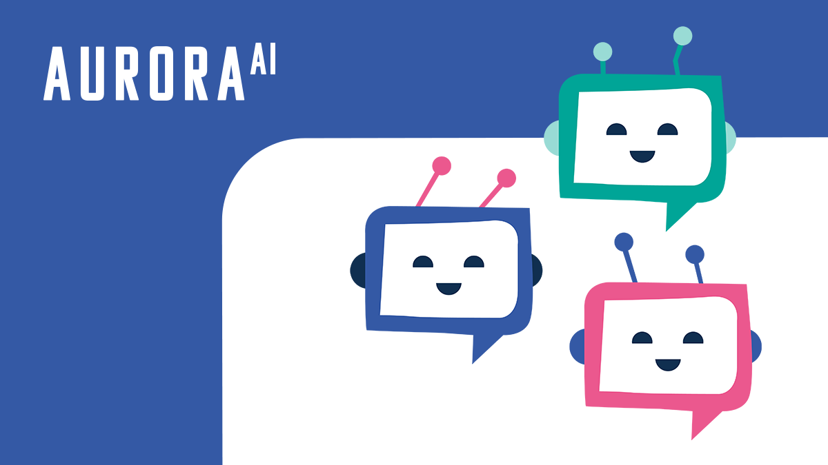 AuroraAI ja kolme iloista antennipäistä kasvoa.