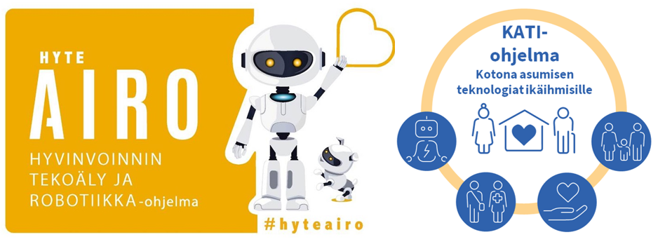 Hyteairo-ohjelman logo ja KATI-ohjelma Kotona asumisen teknologiat ikäihmisille