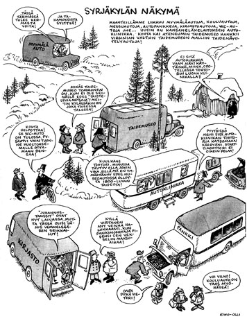 The Mobile Clinic was noted in cartoons.  Cartoon published in the Apu-magazine in 1966 (Published in the book Mobile Clinic with the permission of the creator).