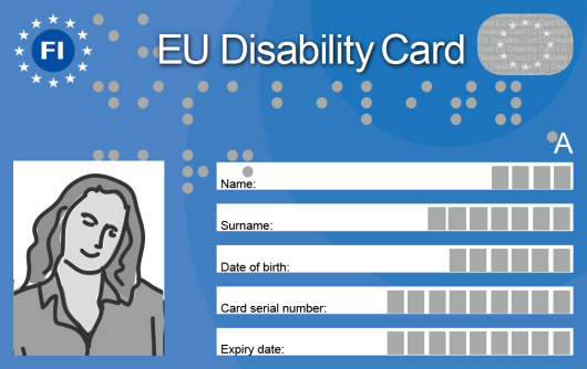 Mallikuva EU:n vammaisrkortista.