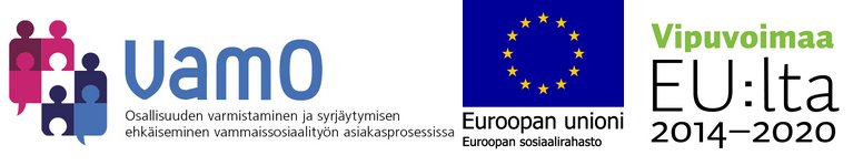 Logoja: VamO-hanke, EU:n sosiaalirahasto, Vipuvoimaa EU:lta.