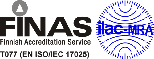 FINAS and ILAC MRA accreditation symbols.