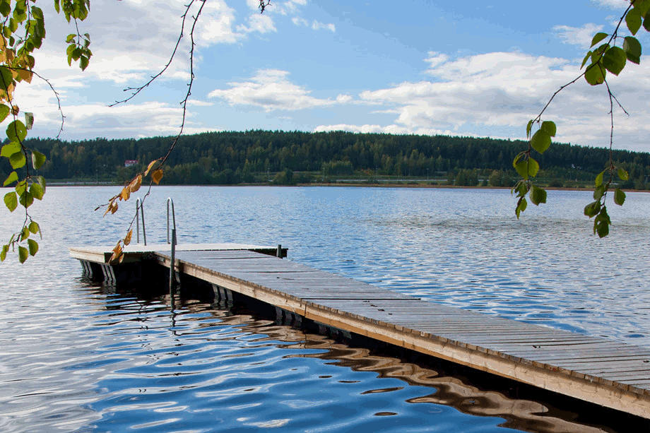Small wooden pier on the lake.