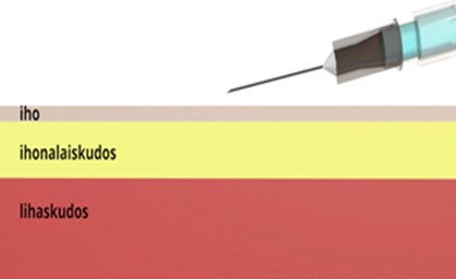 Huden är mycket tunn och därför skall nålen stickas in nästan i hudens riktning. Injicera inte vaccinet i underhudsvävnaden.