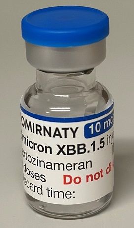 Comirnaty XBB.1.5 10 mikrog/annos-rokotevalmisteen rokotepullo. 