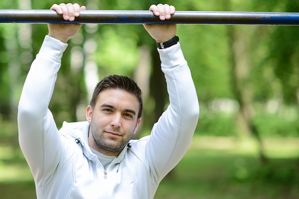 Immigrant man is exercising.