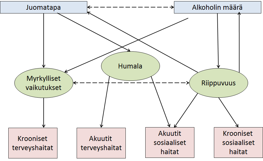 Kuvio alkoholinkäytön haitoista