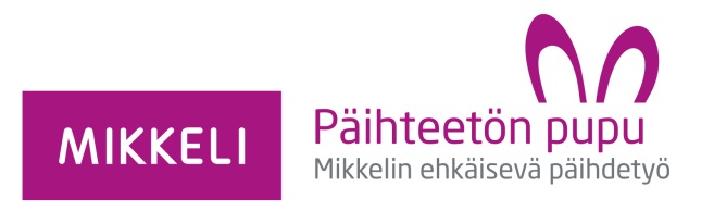 Mikkelin kaupungin ehkäisevän päihdetyön logo, Päihteetön pupu Mikkeli