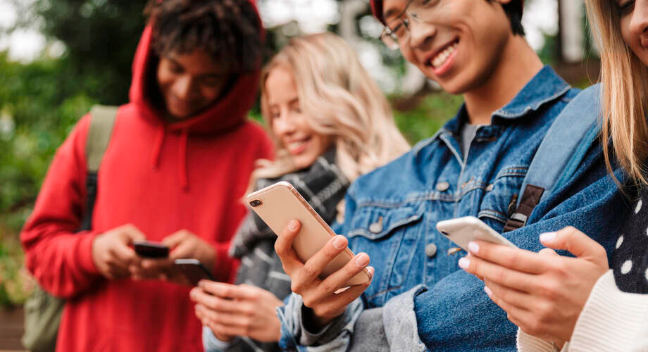 Young people on phones.