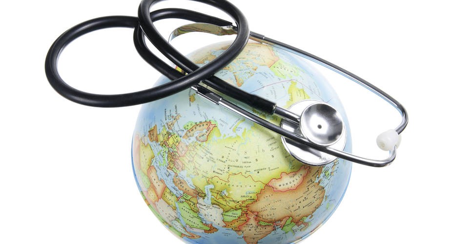 Globe and stethoscope.