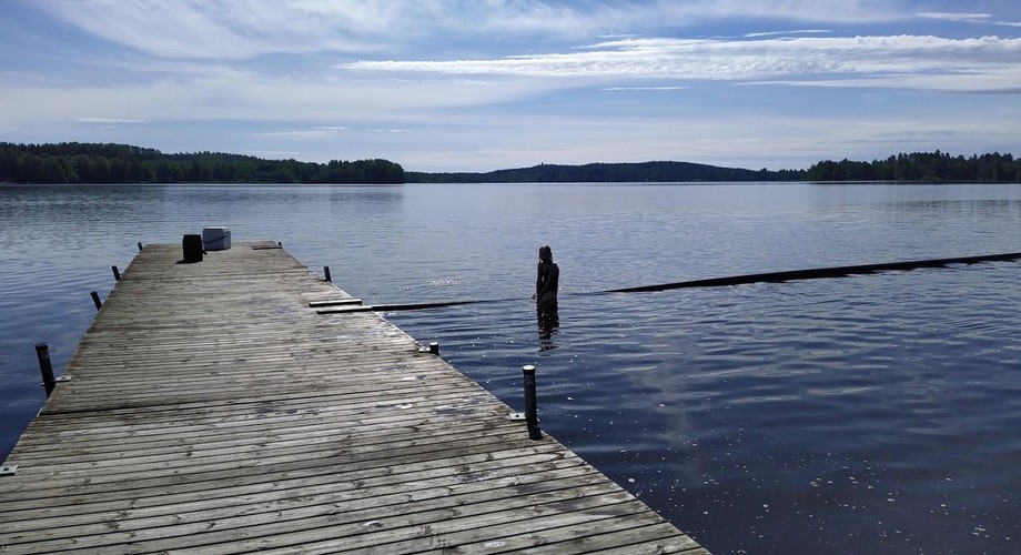 bathing area and pier.