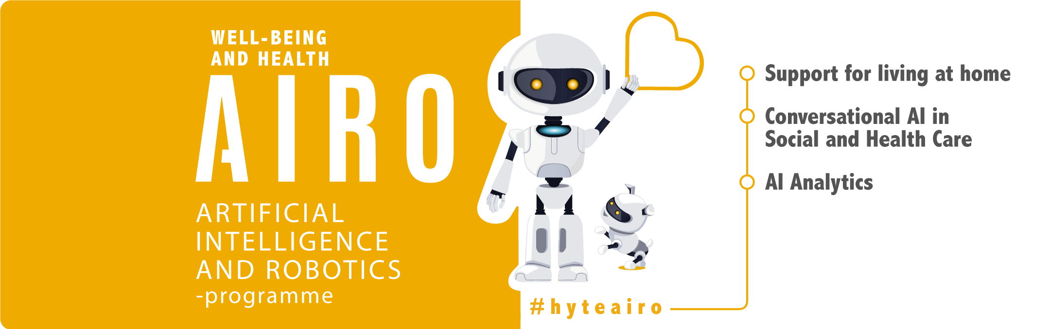 The Well-being and Health Sector’s Artificial Intelligence and Robotics Programme (Hyteairo): Support for living at home, Conversational AI in Social and Health Care, AI Analytics.