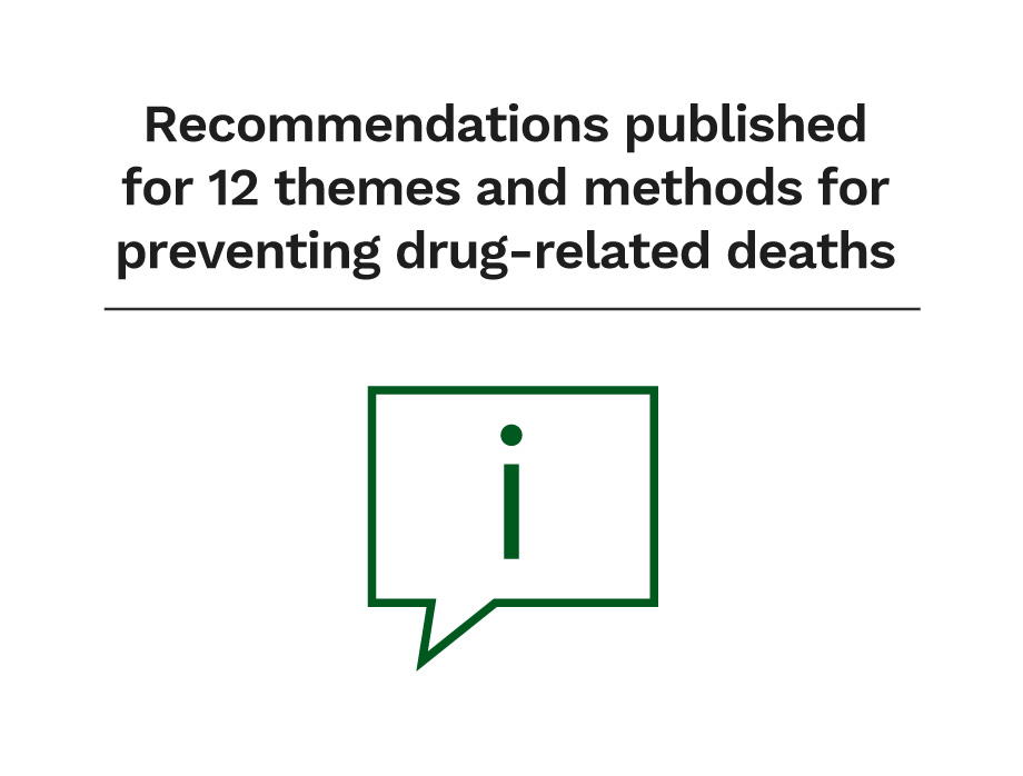 Recommendations published for 12 themes and methods for preventing drug-related deaths.