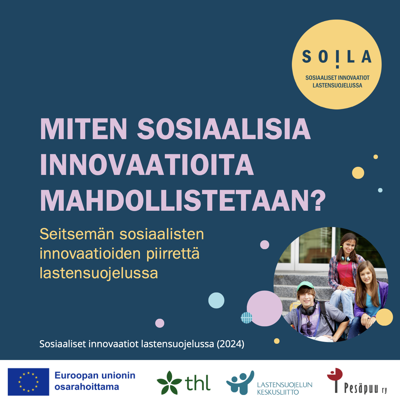 Miten sosiaalisia innovaatioita mahdollistetaan? Seitsemän sosiaalisten innovaatioiden piirrettä lastensuojelussa:  1. Tutustu uteliaalla asenteella kollegoihin, monialaisesti muihin toimijoihin ja asiakkaisiin uusin silmin. 2. Tutki radikaalisti uusia tai erilaisia mahdollisuuksia oppiaksesi lisää siitä, miten asiat voisivat tai miten niiden pitäisi kehittyä tulevaisuudessa. 3. Toteuta kestävää kehitystä varmistamalla lasten, nuorten ja perheiden mahdollisuudet vaikuttaa omaan elämään ja elinympäristöön. 4. Mahdollista palvelujen kehittäminen kokeiluilla eri toimintaympäristöissä sekä kokeiluista ja niiden epäonnistumisista oppiminen. 5. Hyödynnä verkostoja ketteränä tapana ratkaista monimutkaisia ja hallinnonalat ylittäviä haasteita. 6. Vahvista lasten, nuorten ja perheiden osallisuutta palvelujen ideoinnissa, suunnittelussa, toteuttamisessa, arvioinnissa ja päätöksenteossa.