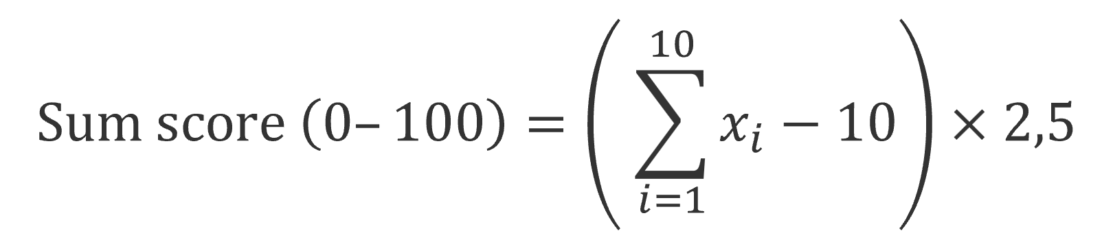 Formula for calculating the ESIS sum score.