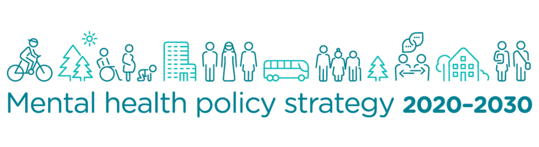 Mental health policy strategy logo.