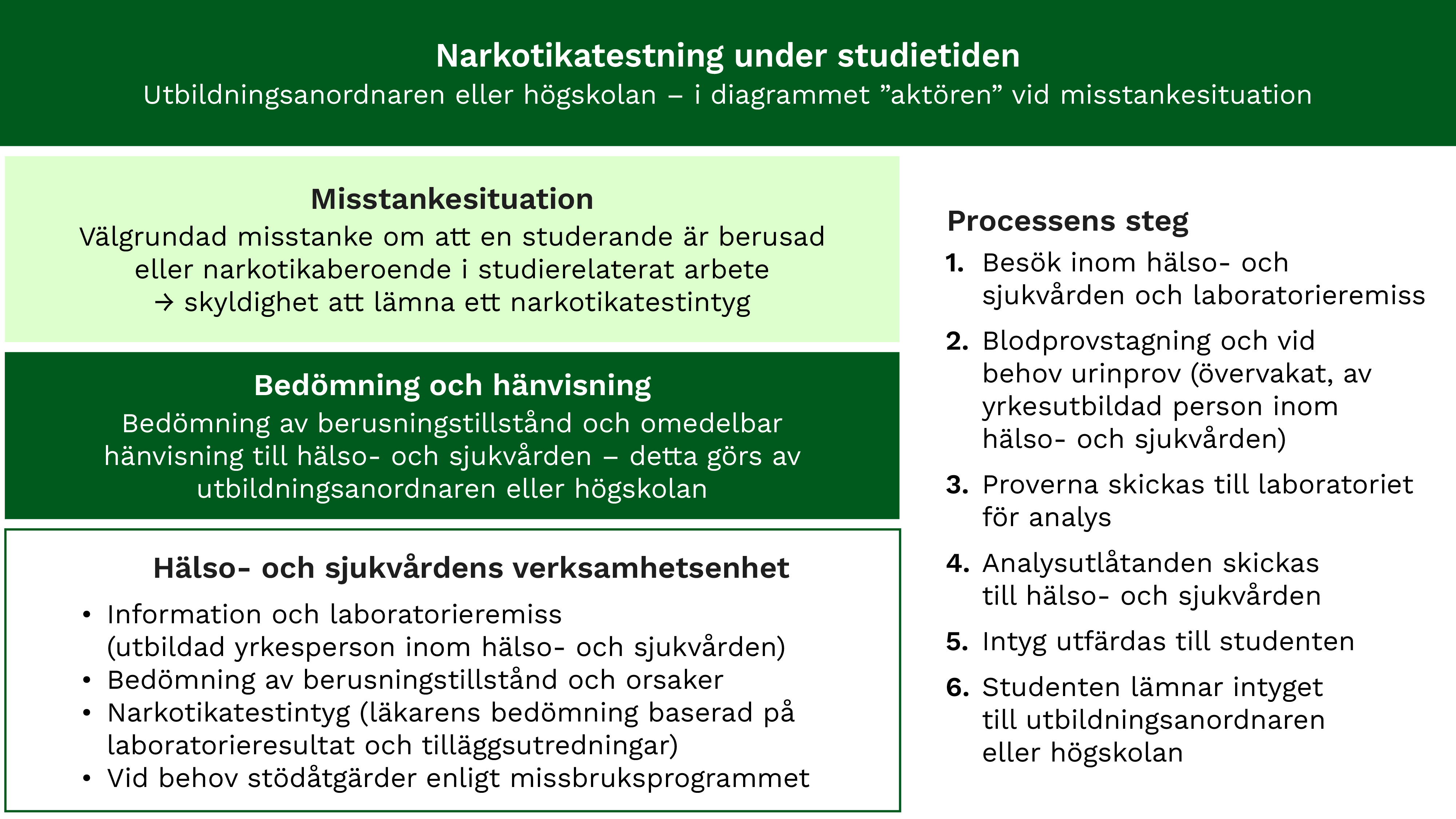 Narkotikatestning under studietiden. Bildens innehåll beskrivs i sidans text.
